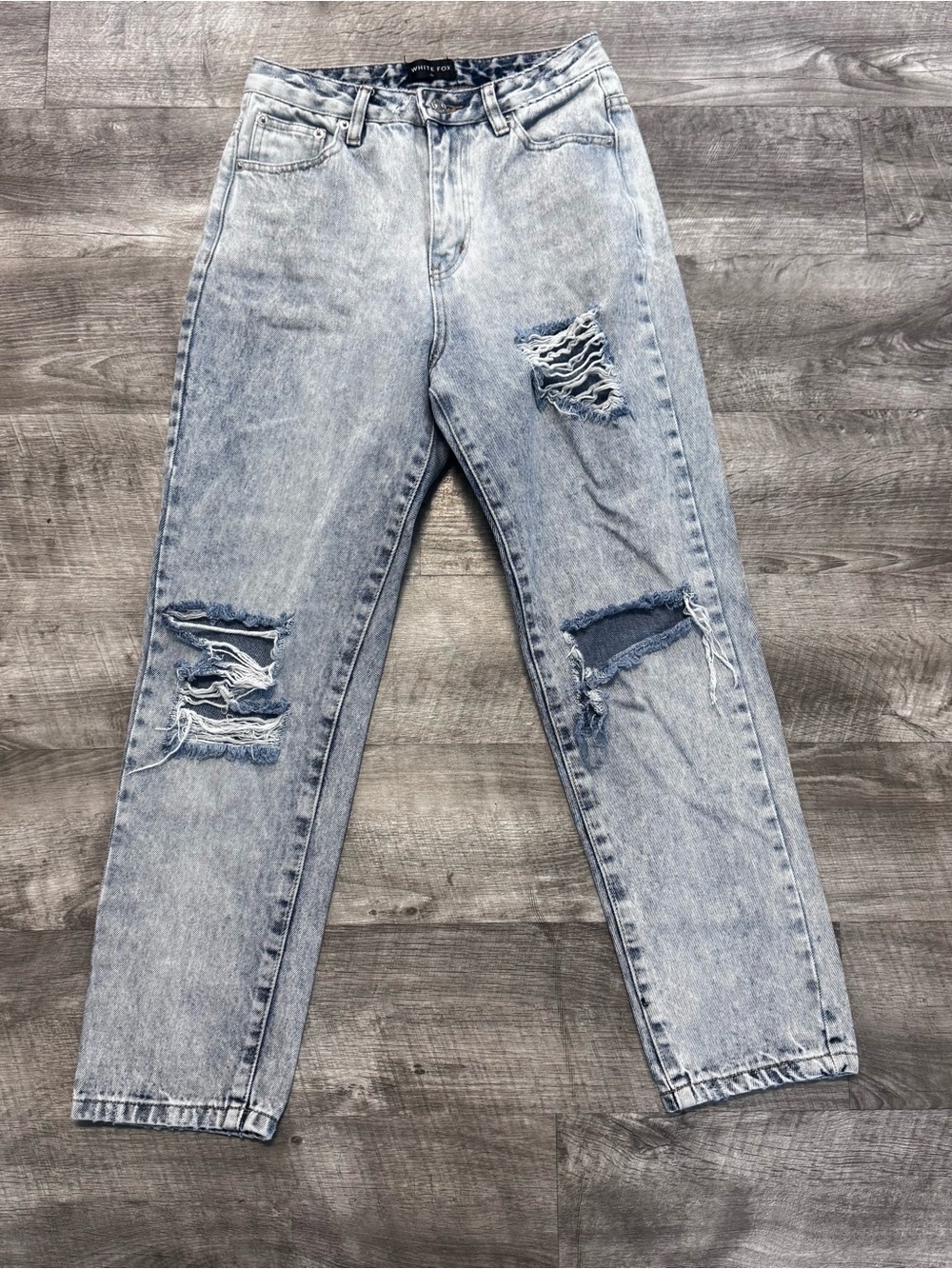 White Fox Who's That Girl Distressed Straight Leg Jeans Womens Sz. S